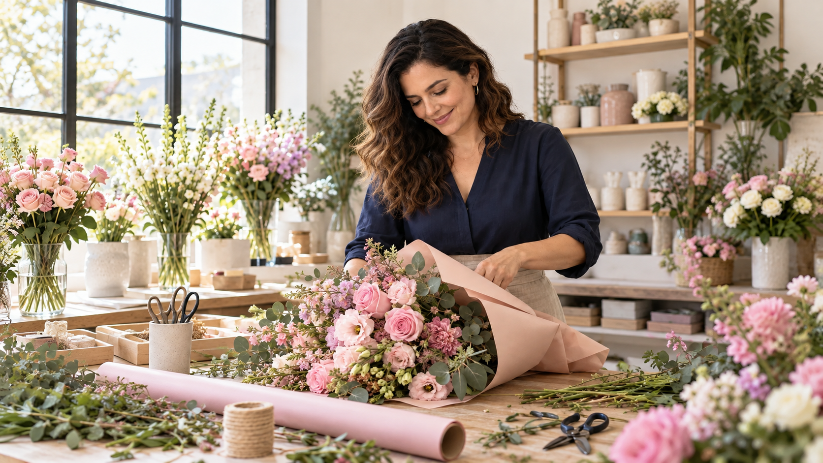 Mujeres creando productos con luz cálida-3